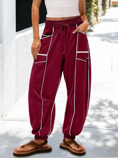 Women Plain Long Pants Vintage Spring/Fall Trousers