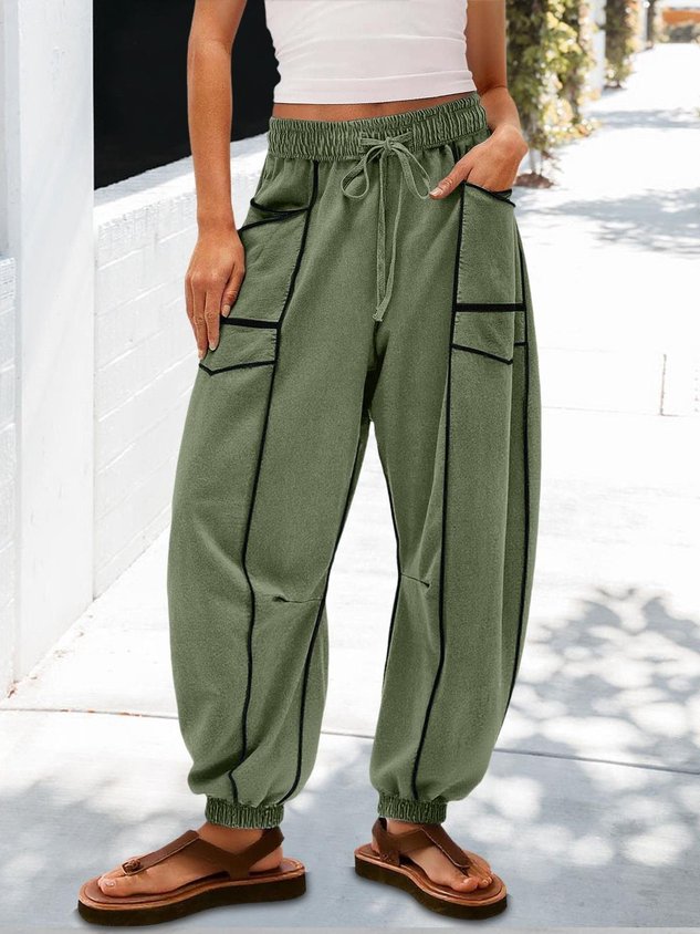 Women Plain Long Pants Vintage Spring/Fall Trousers