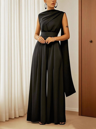 Women Plain Halter Sleeveless Party Summer Jumpsuit