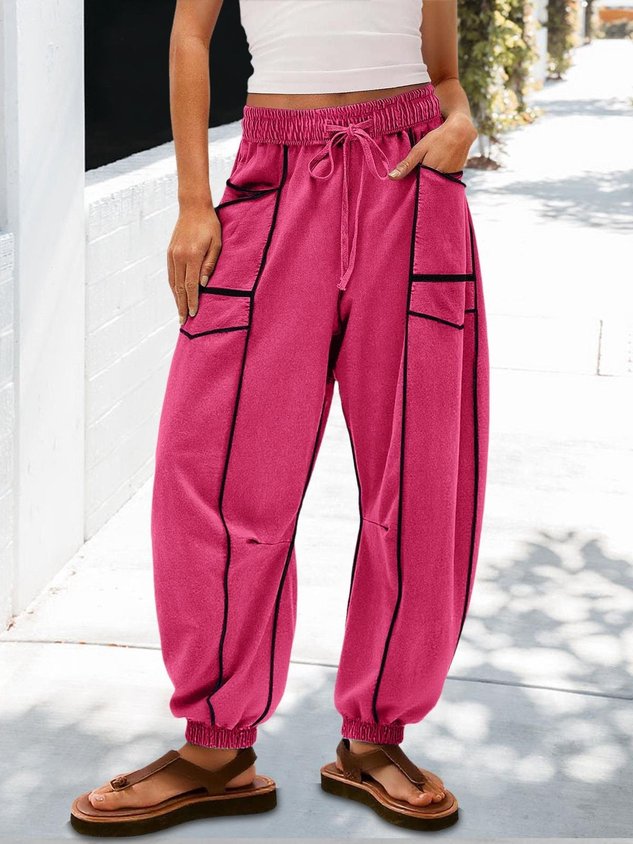 Women Plain Long Pants Vintage Spring/Fall Trousers