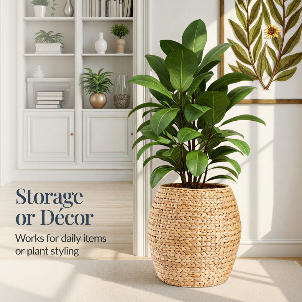 Scalloped Hyacinth Storage Tote Basket