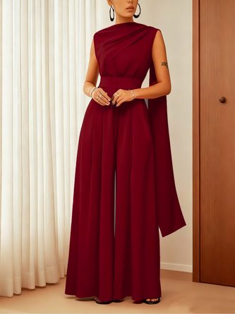 Women Plain Halter Sleeveless Party Summer Jumpsuit