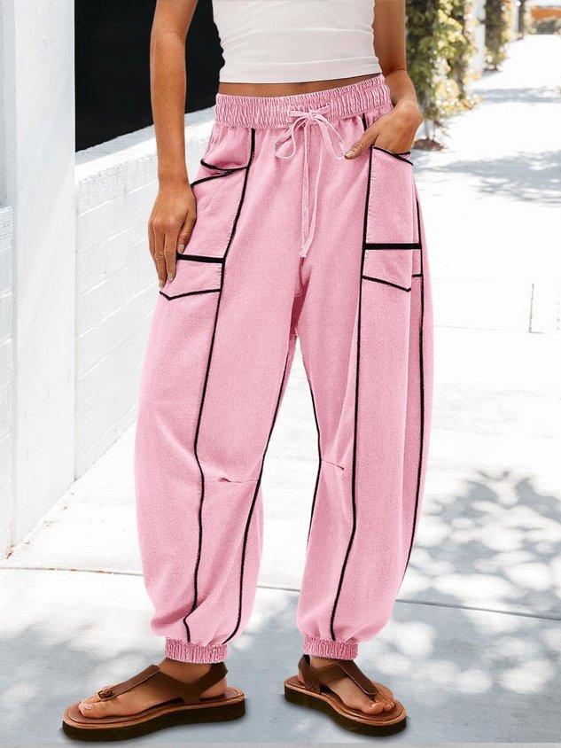 Women Plain Long Pants Vintage Spring/Fall Trousers