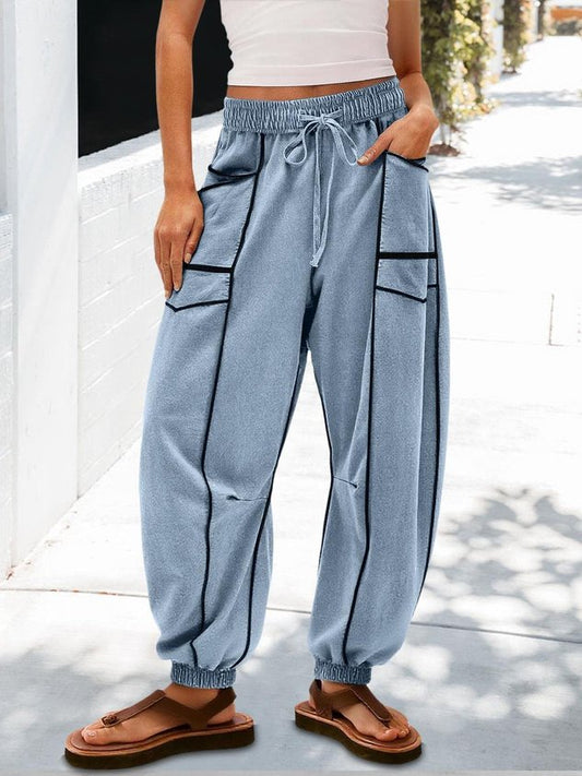Women Plain Long Pants Vintage Spring/Fall Trousers
